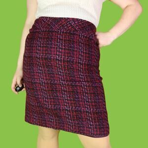 Vintage Norton McNaughton Purple Pink Red Tweed Mid-Length Skirt, 10